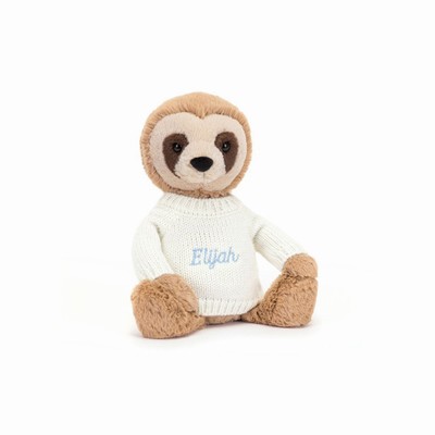Jellycat Bashful Sloth with Cream Jumper UK | 52109EWUZ
